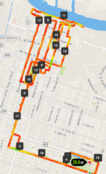 First Marathon Training 20 Mile route