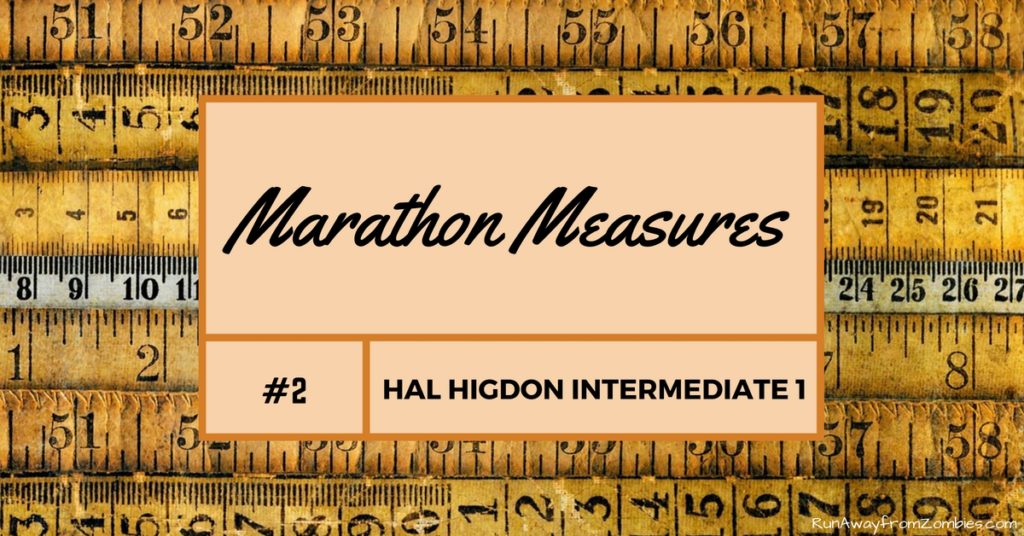 Marathon Measures Hal Higdon Intermediate 1: Second month's training metrics using Hal Higdon Intermediate 1 Marathon Program