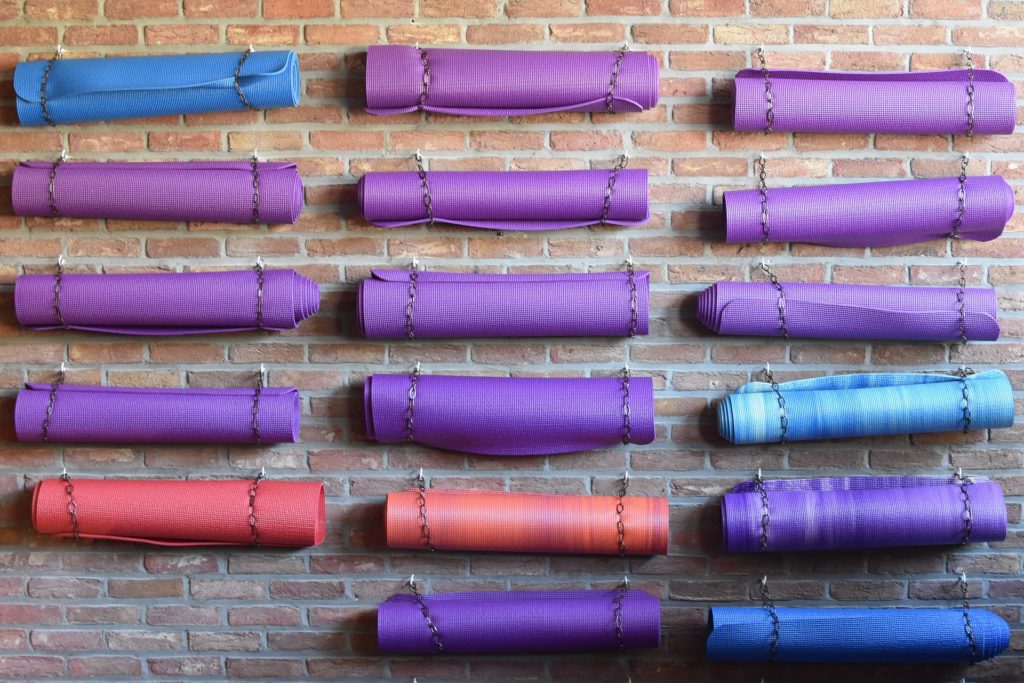 Yoga mats on the wall
