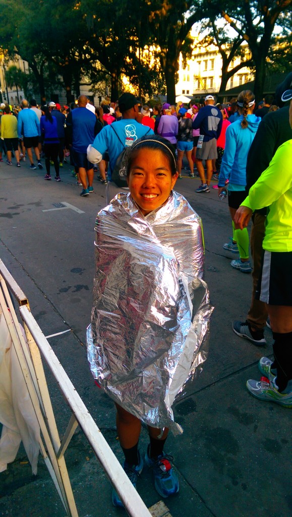 My first marathon Discarded space blanket for the win